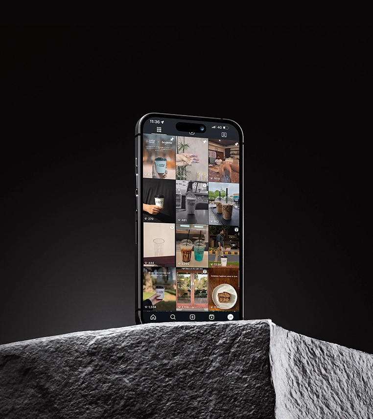 Mobile phone showing social media feed — Flinzap social media marketing campaign visuals